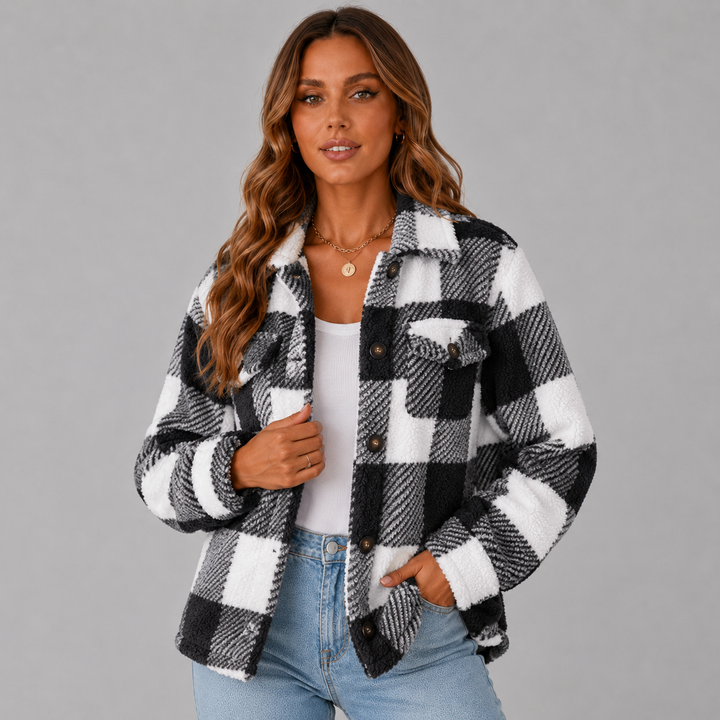 Lize | Plaid Sherpa Button-Up Winter Jacket