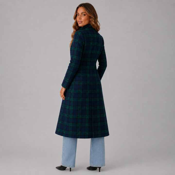 Charlotte | Longline Plaid Button-Up Wool Coat