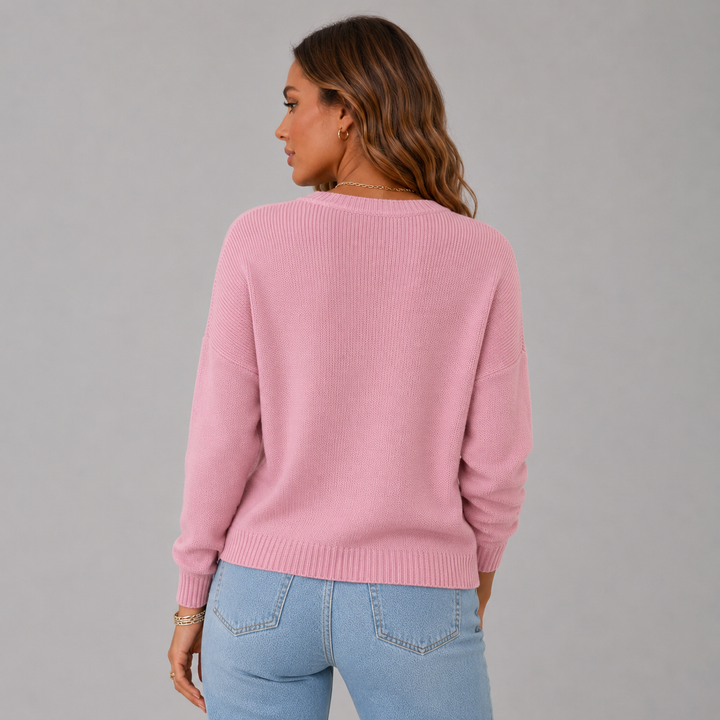 Maya | Button-Neck Wool Knit Sweater