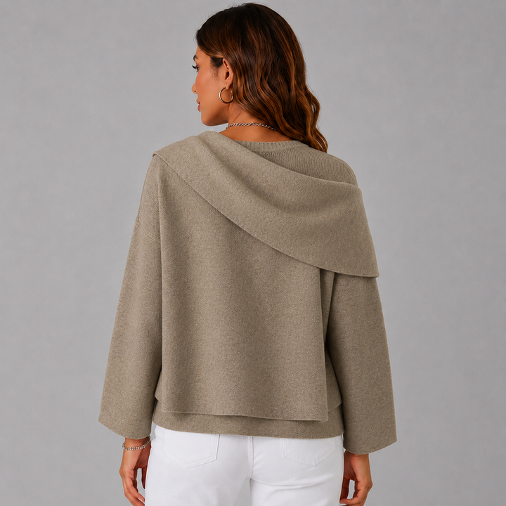 Serena | Elegant Scarf-Collar Knit Wool Jacket