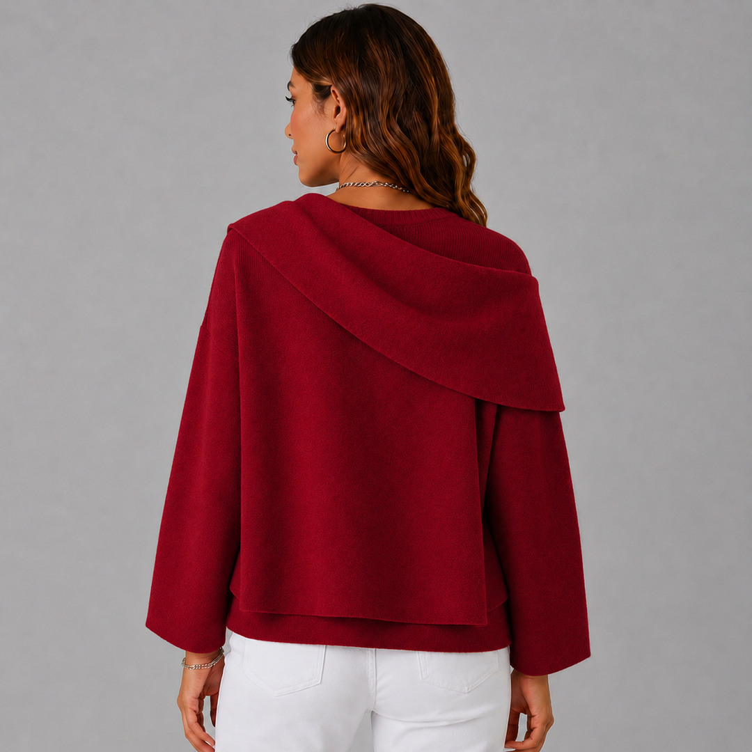 Serena | Elegant Scarf-Collar Knit Wool Jacket