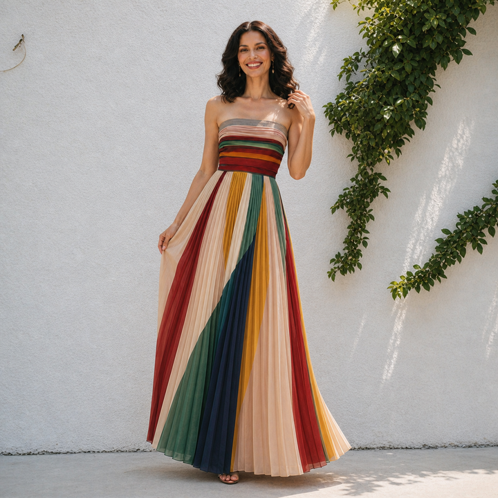 Carmen | Elegant Multicolor Maxi Dress