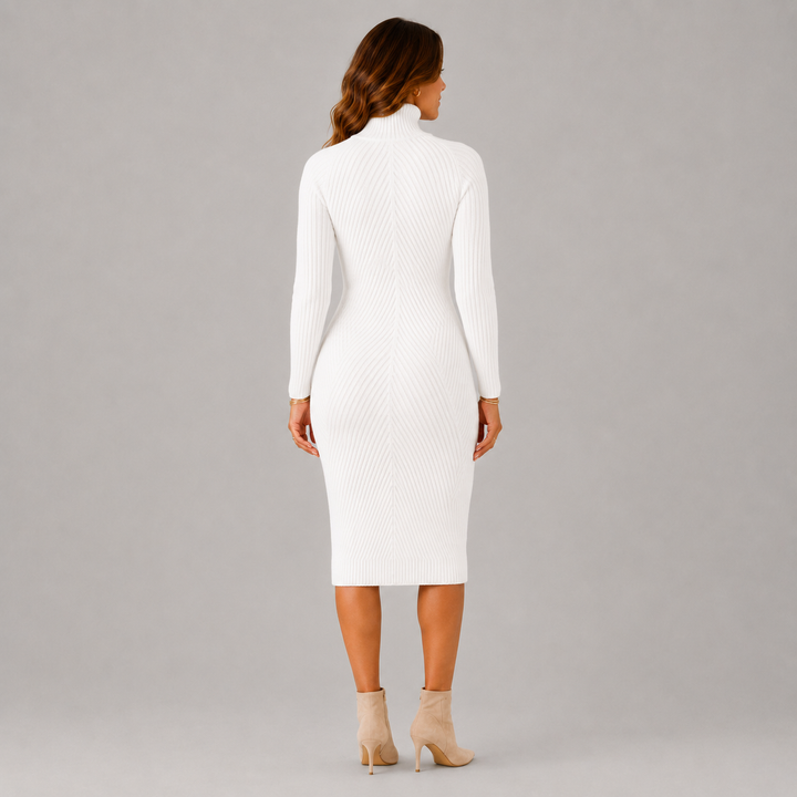 Amelia | Winter Turtleneck Knit Midi Dress