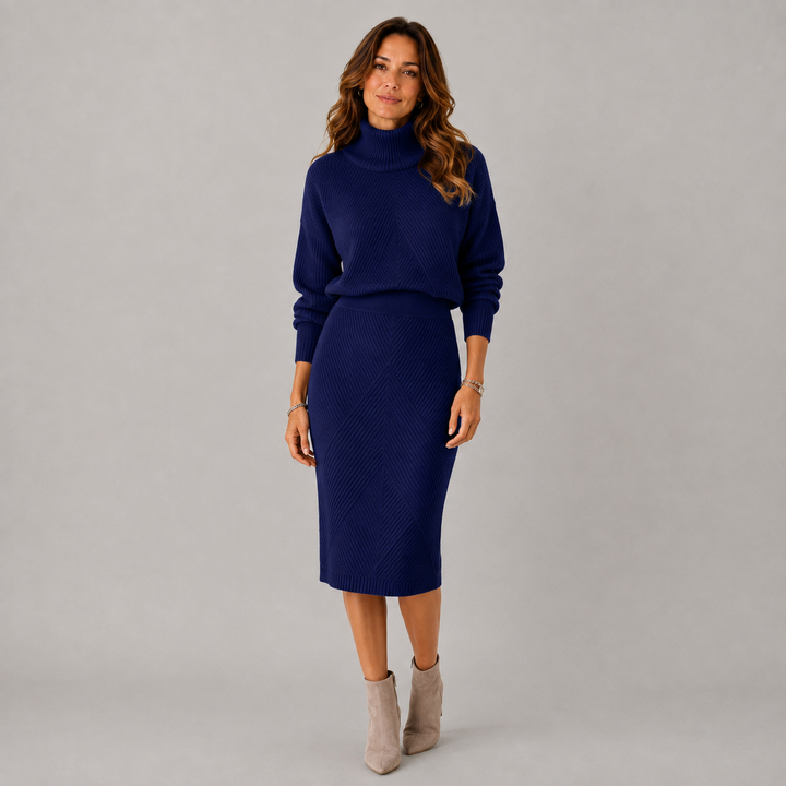 Amelia | Winter Turtleneck Knit Midi Dress