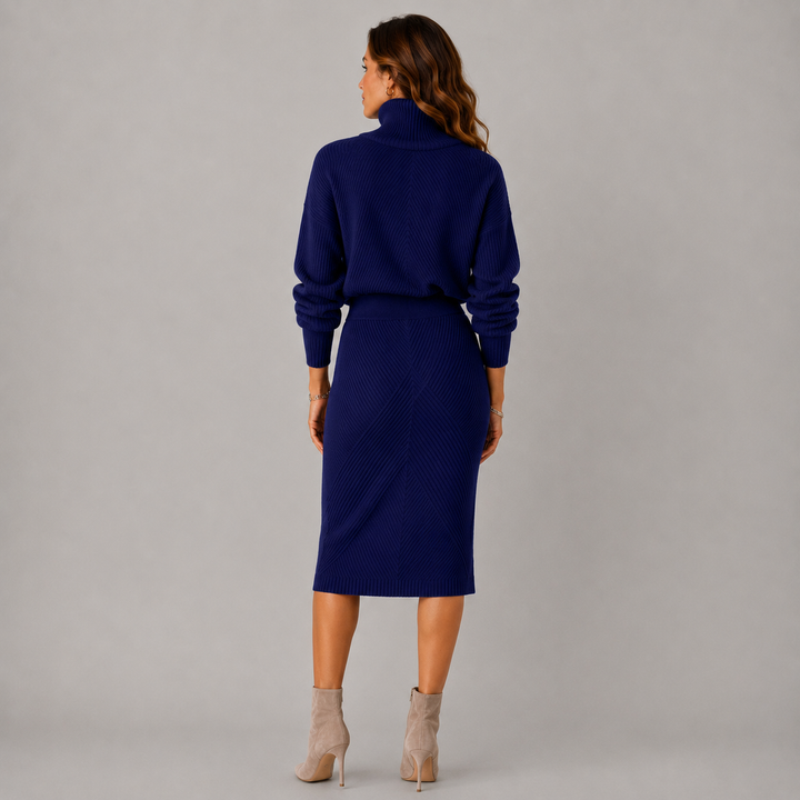 Amelia | Winter Turtleneck Knit Midi Dress