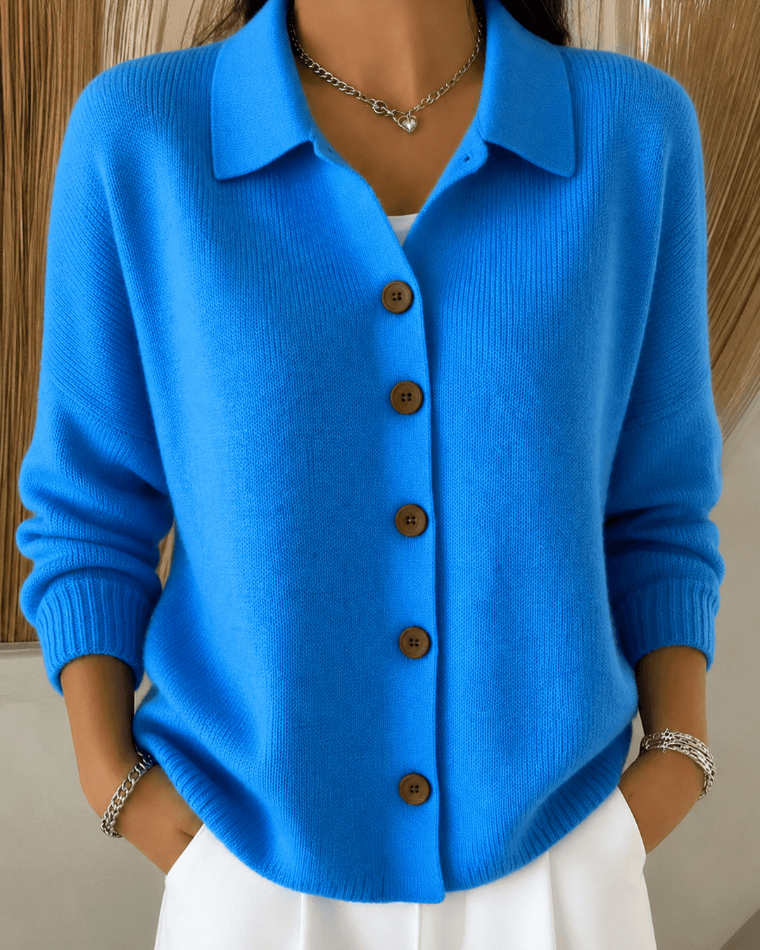 Aster | Warm Button Collar Wool Cardigan