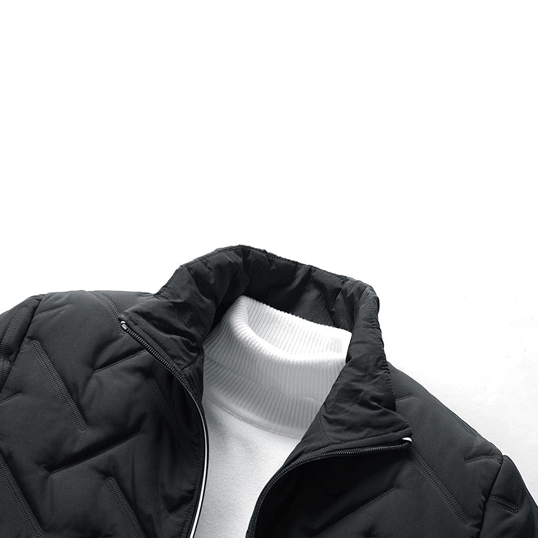 Theo | Quilted Stand Collar Design Full Zip Front Puffer Jacket