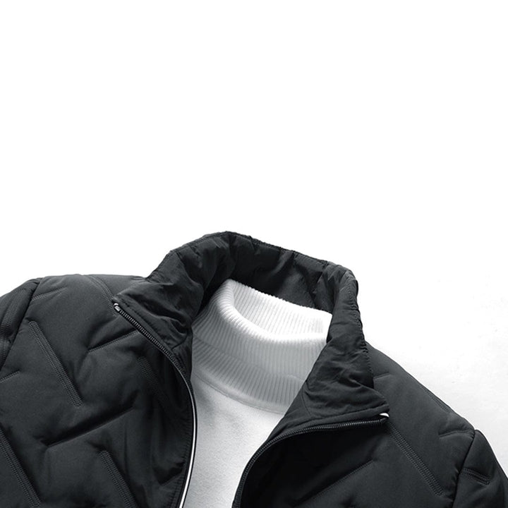 Theo | Quilted Stand Collar Design Full Zip Front Puffer Jacket