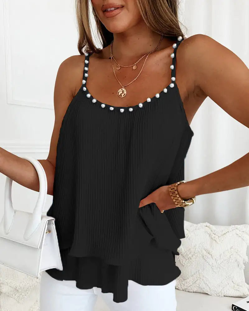 Tina Pearl Button Top
