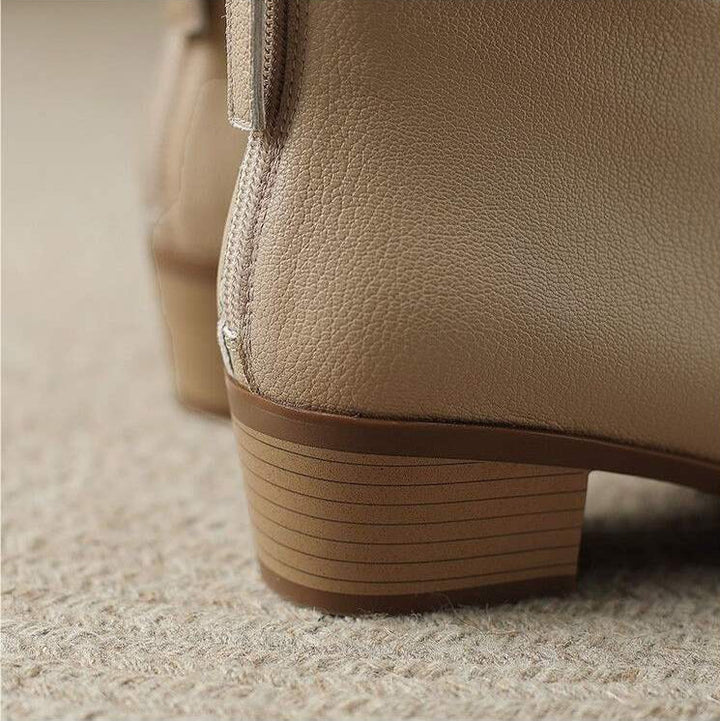 Elena | Waterproof Toe Side-Zip Leather Ankle Boots