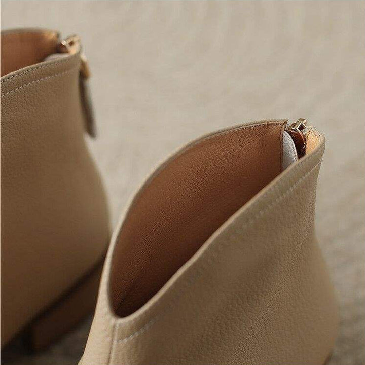 Elena | Waterproof Toe Side-Zip Leather Ankle Boots