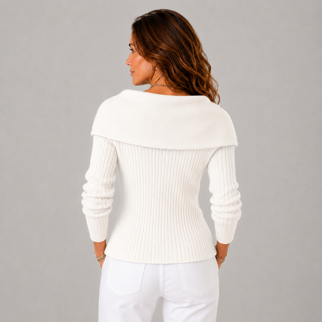 Joana | Off Shoulder Ribbed Knit Cardigan