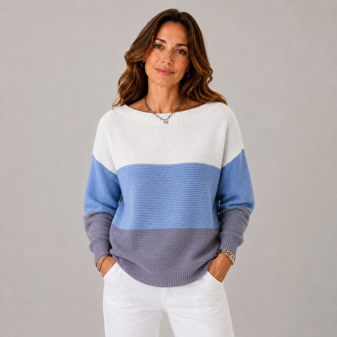 Linda | Color Block Knit Winter Sweater