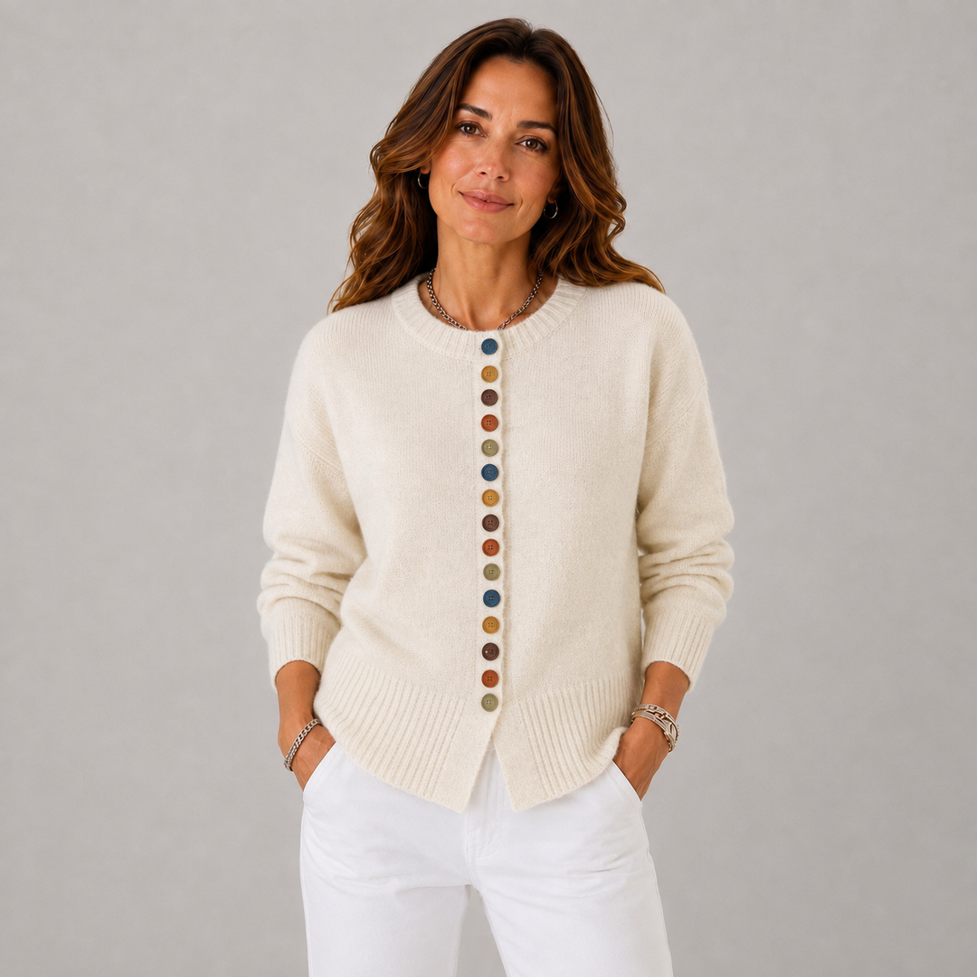 Vicky | Button Detail Crew Neck Cardigan