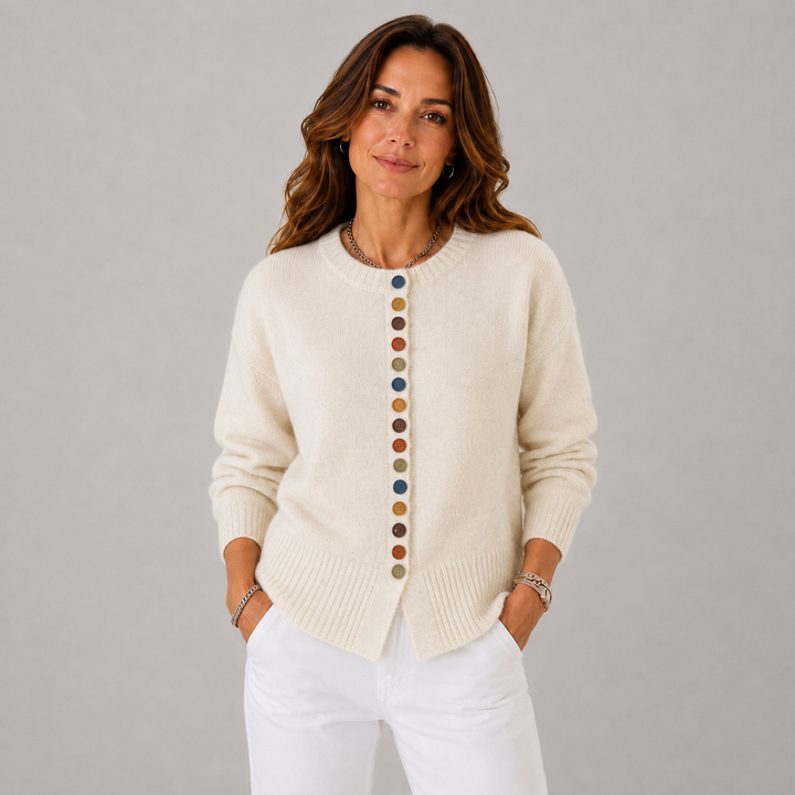 Vicky | Button Detail Crew Neck Cardigan