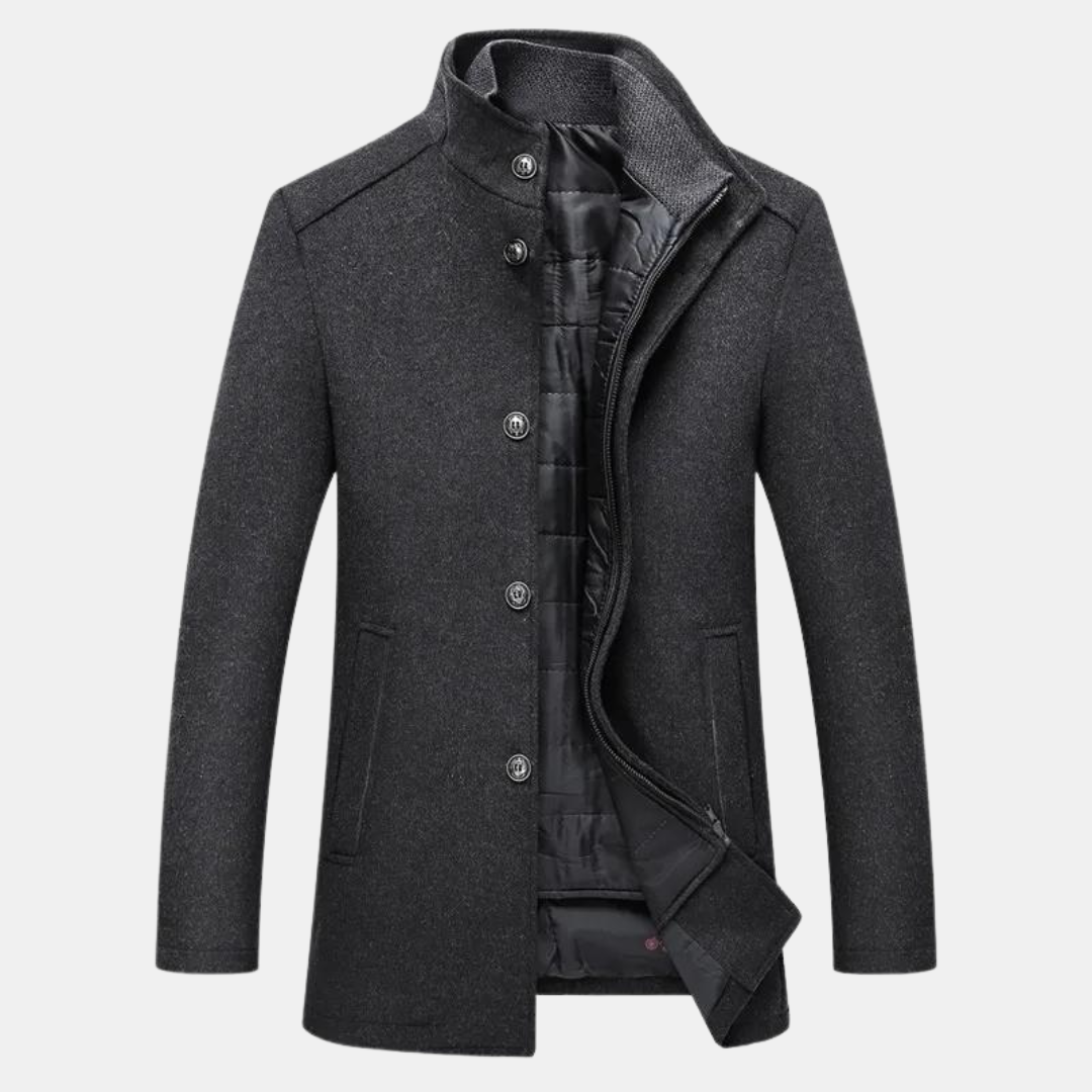 Vincent | Winter Stand Collar Design Button Front Closure Coat