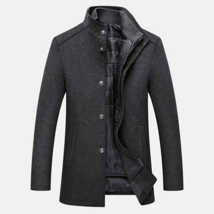 Vincent | Winter Stand Collar Design Button Front Closure Coat