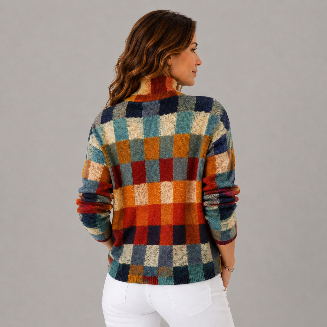 Cindy | Colorblock Knit High Neck Sweater