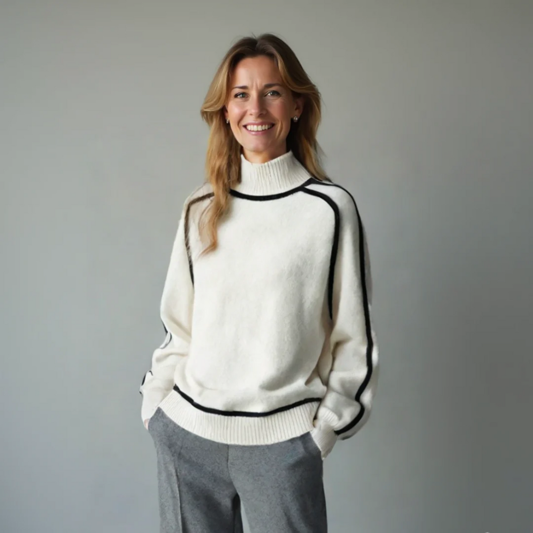 Tina | Relaxed-Fit Lantern-Sleeve Knit Turtleneck Sweater