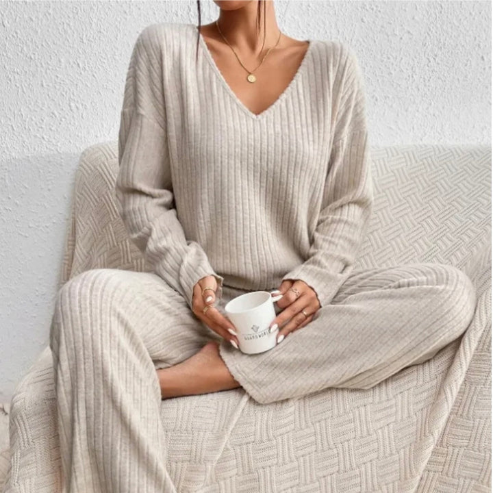 Suncrest | Ribbed Knit Two-Piece Sweater &amp; Trousers