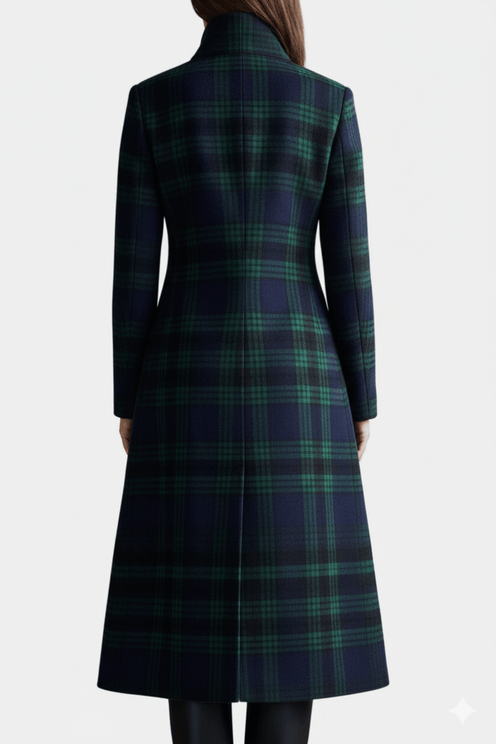 Emma | Elegant Plaid Longline Tailored Trench Coat