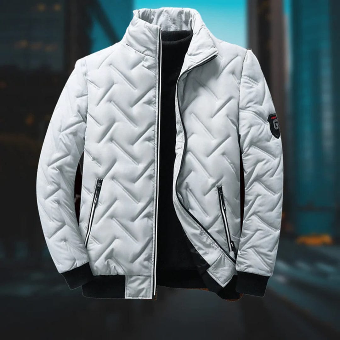 Theo | Quilted Stand Collar Design Full Zip Front Puffer Jacket