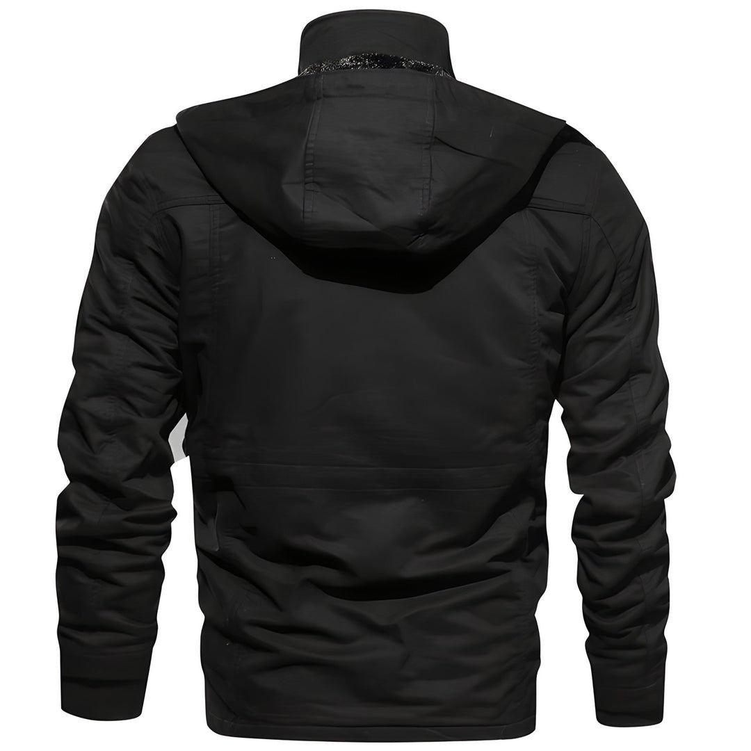 Cole | Multi Pocket Layout Hooded High Collar Waist Drawcord Detail Jacket