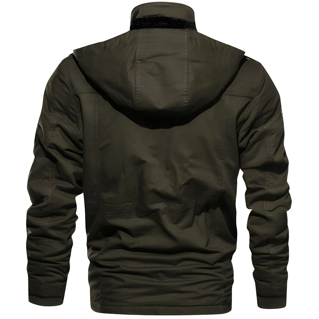 Cole | Multi Pocket Layout Hooded High Collar Waist Drawcord Detail Jacket