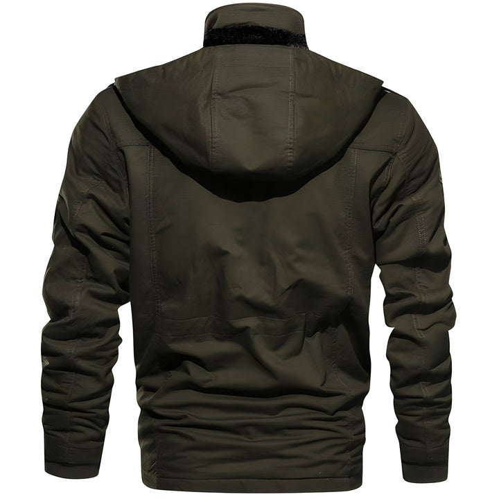 Cole | Multi Pocket Layout Hooded High Collar Waist Drawcord Detail Jacket