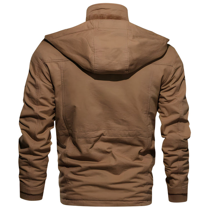Cole | Multi Pocket Layout Hooded High Collar Waist Drawcord Detail Jacket