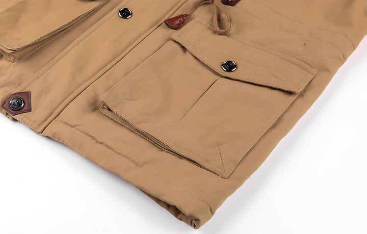 Cole | Multi Pocket Layout Hooded High Collar Waist Drawcord Detail Jacket