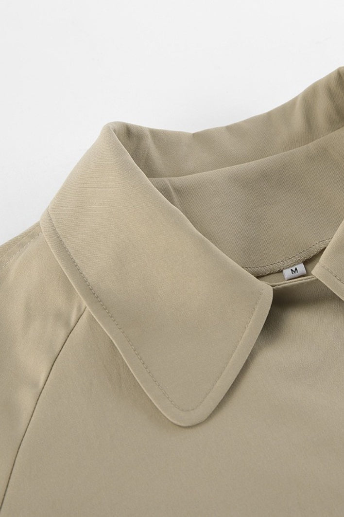 Tina | Cotton-Blend Belted Point-Collar Trench Jacket