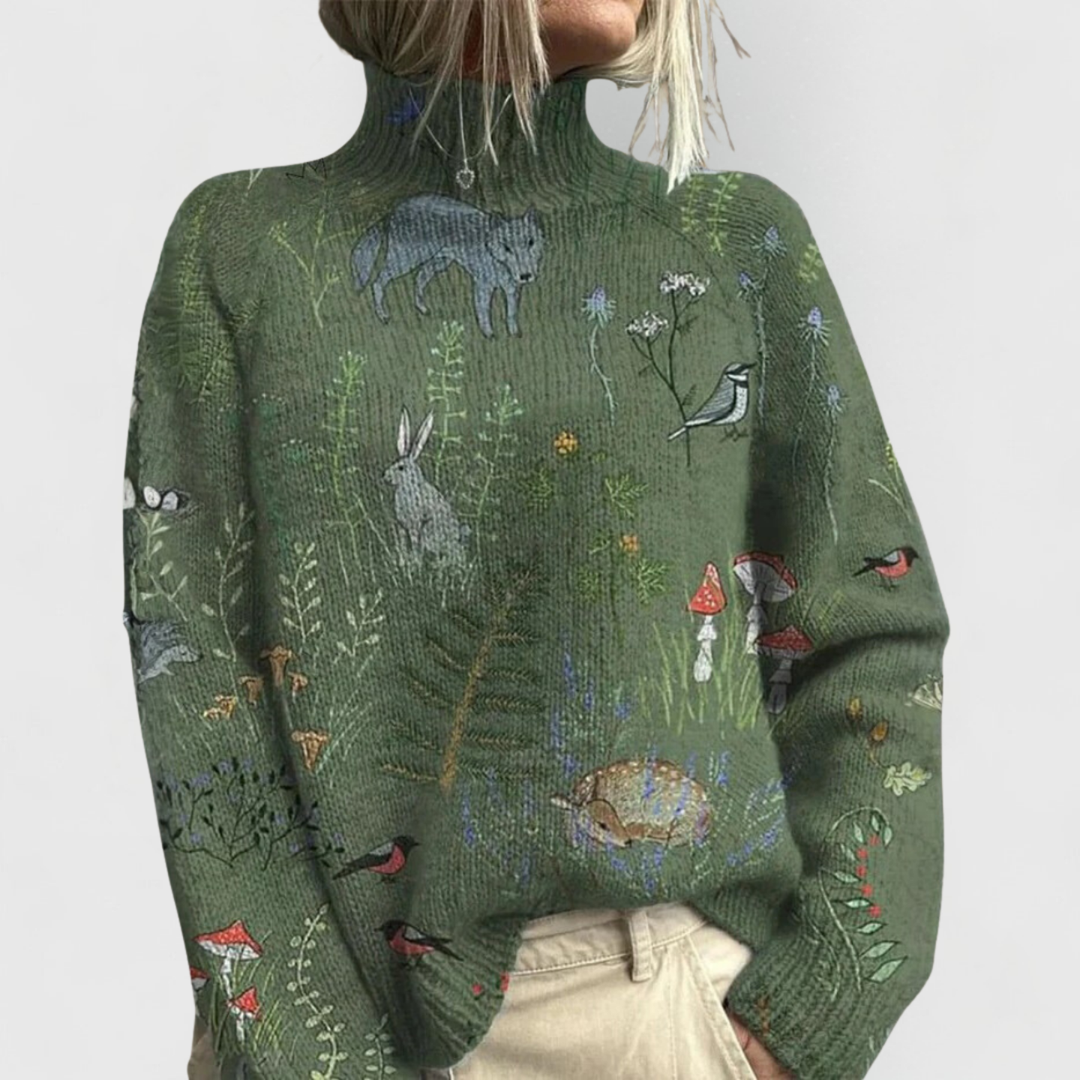 Elena | Turtleneck Design Ribbed Cuffs Hem Sweater
