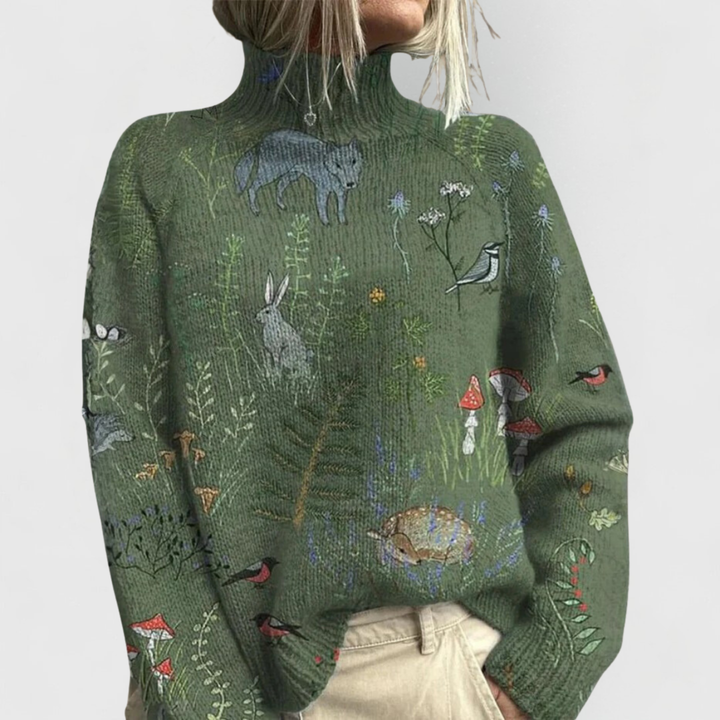 Elena | Turtleneck Design Ribbed Cuffs Hem Sweater