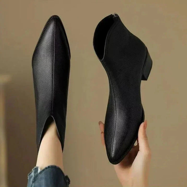 Elena | Waterproof Toe Side-Zip Leather Ankle Boots