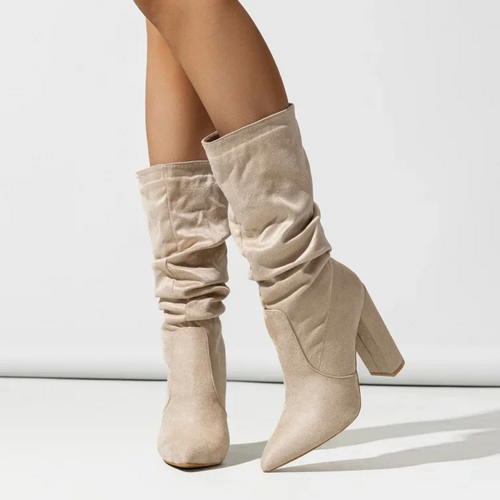 Winter Suede Boots for Women | Gathered Shaft