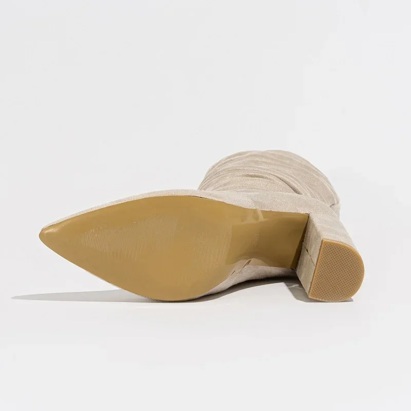 Winter Suede Boots for Women | Gathered Shaft