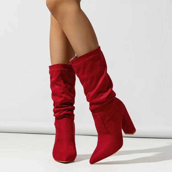 Winter Suede Boots for Women | Gathered Shaft