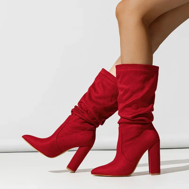 Winter Suede Boots for Women | Gathered Shaft