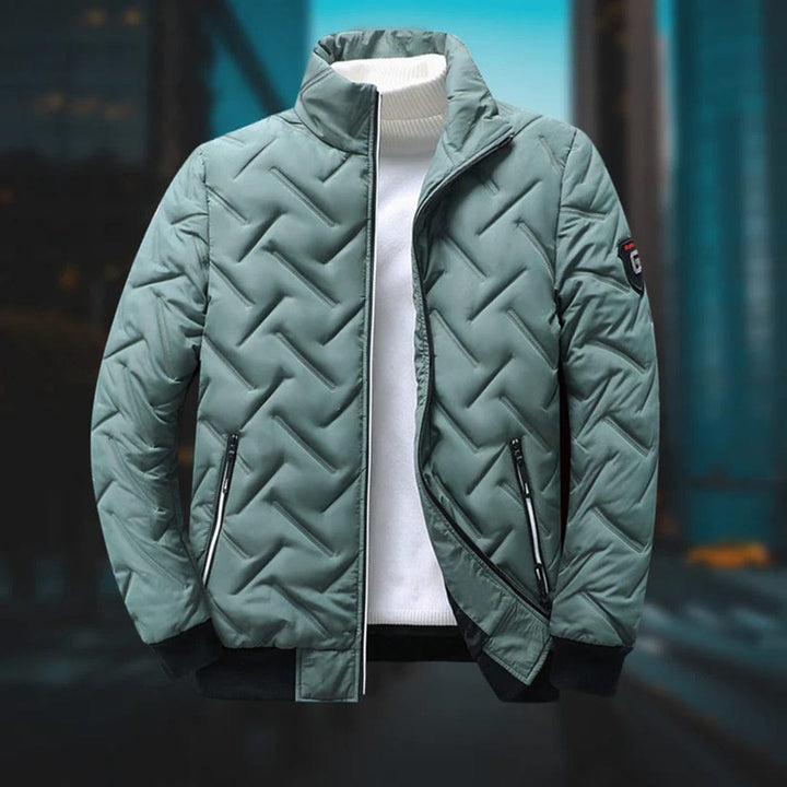 Theo | Quilted Stand Collar Design Full Zip Front Puffer Jacket