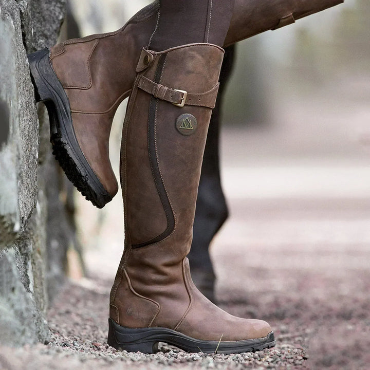 Rachel | Knee High Leather Side-Zip Buckle Boots