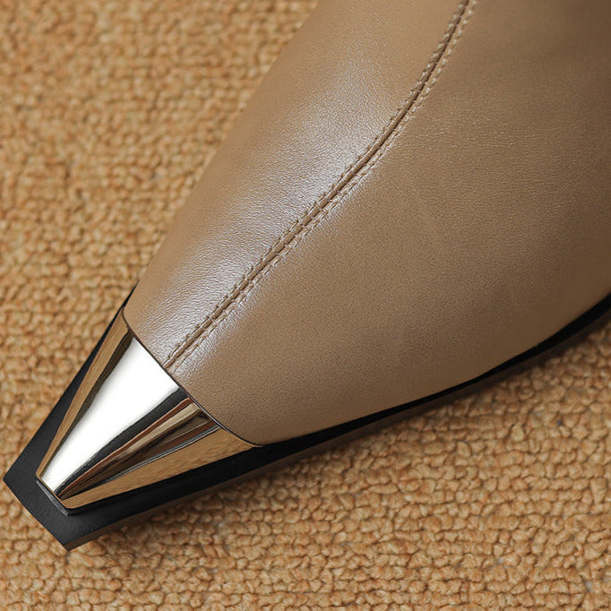 Ankle Leather Boots for Women | Pointed Closed Toe