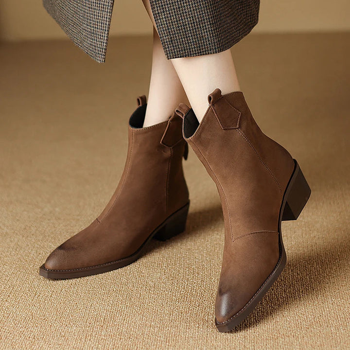 Sienna | Waterproof Pointed Toe Side-Zip leather Ankle Boots