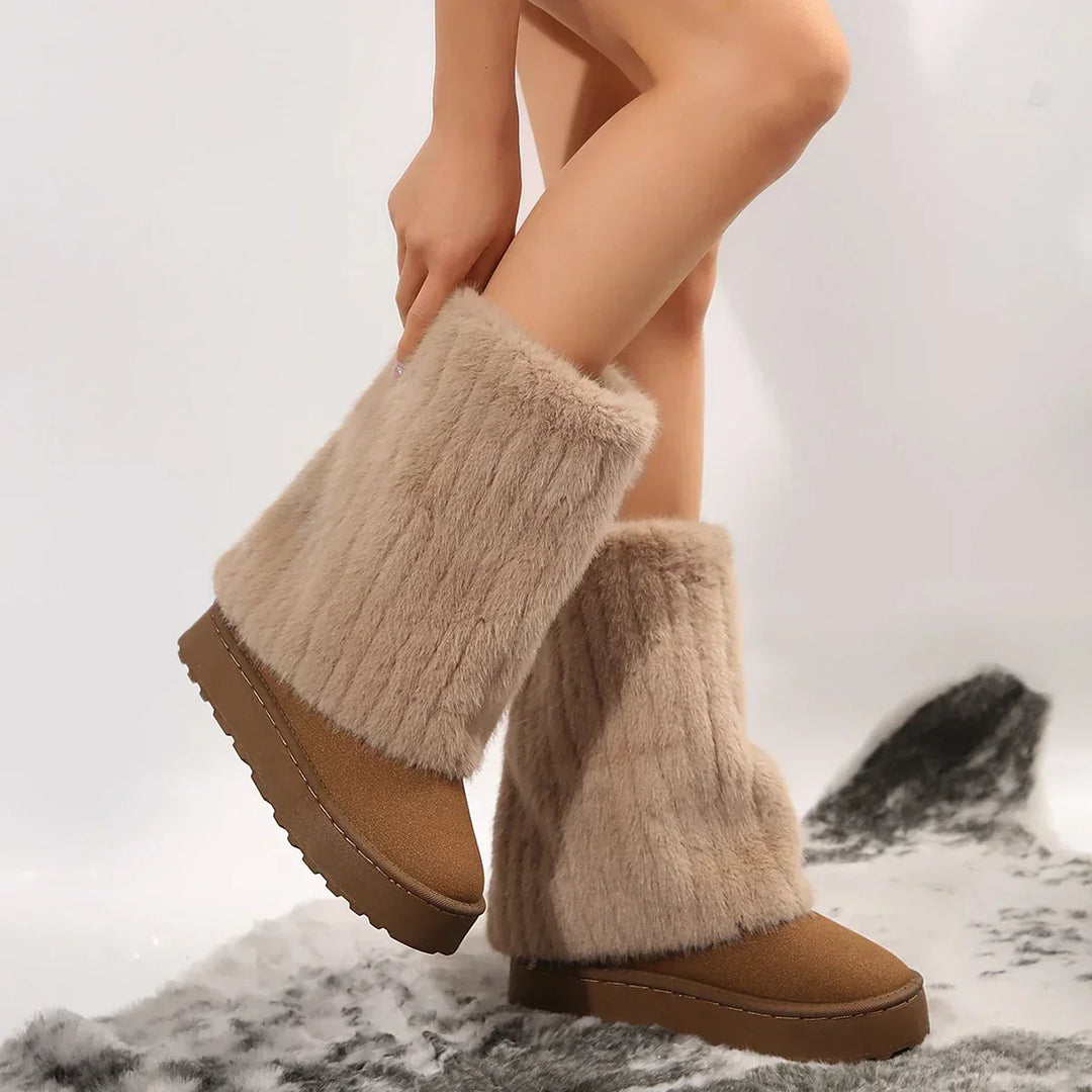 Ankle Sheepskin Boots | Tall Shaft Platform Base