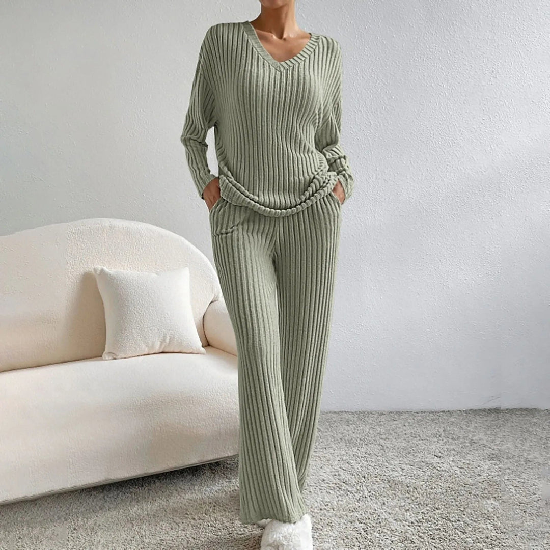 Suncrest | Ribbed Knit Two-Piece Sweater &amp; Trousers
