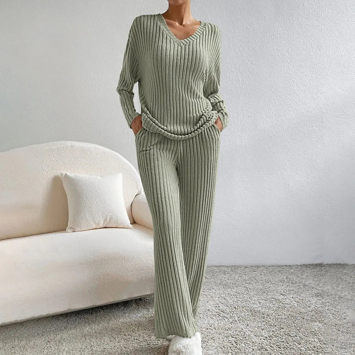 Suncrest | Ribbed Knit Two-Piece Sweater &amp; Trousers