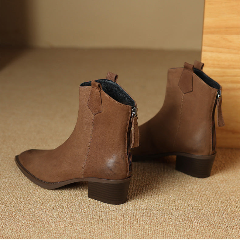 Sienna | Waterproof Pointed Toe Side-Zip leather Ankle Boots