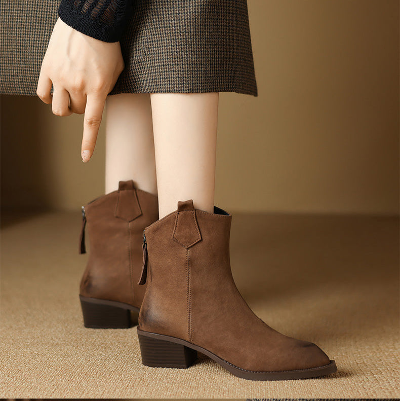 Sienna | Waterproof Pointed Toe Side-Zip leather Ankle Boots
