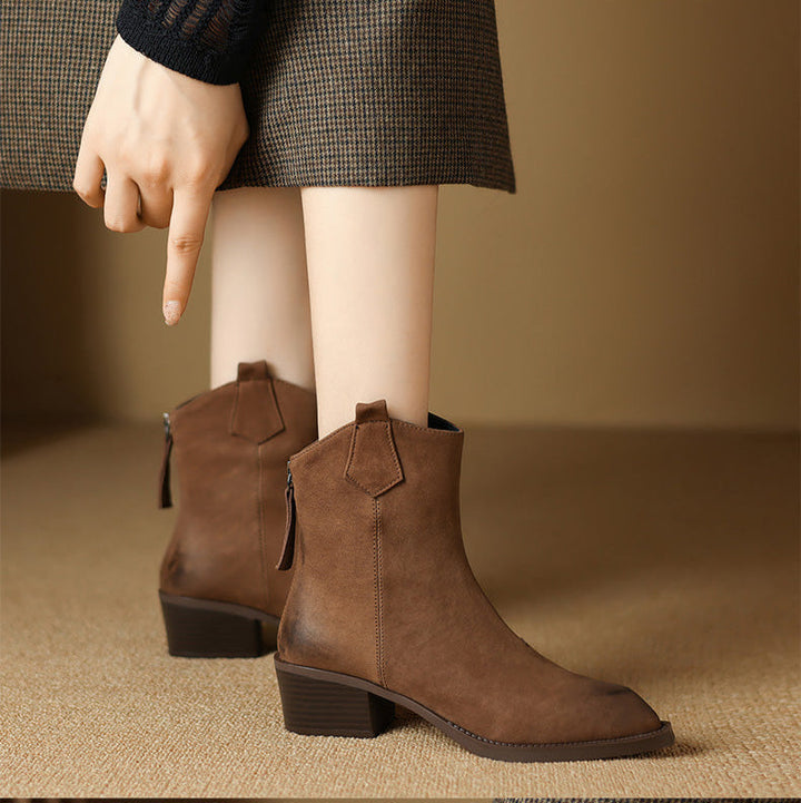 Sienna | Waterproof Pointed Toe Side-Zip leather Ankle Boots
