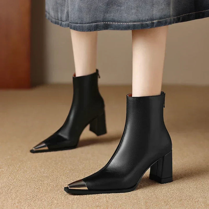 Ankle Leather Boots for Women | Pointed Closed Toe